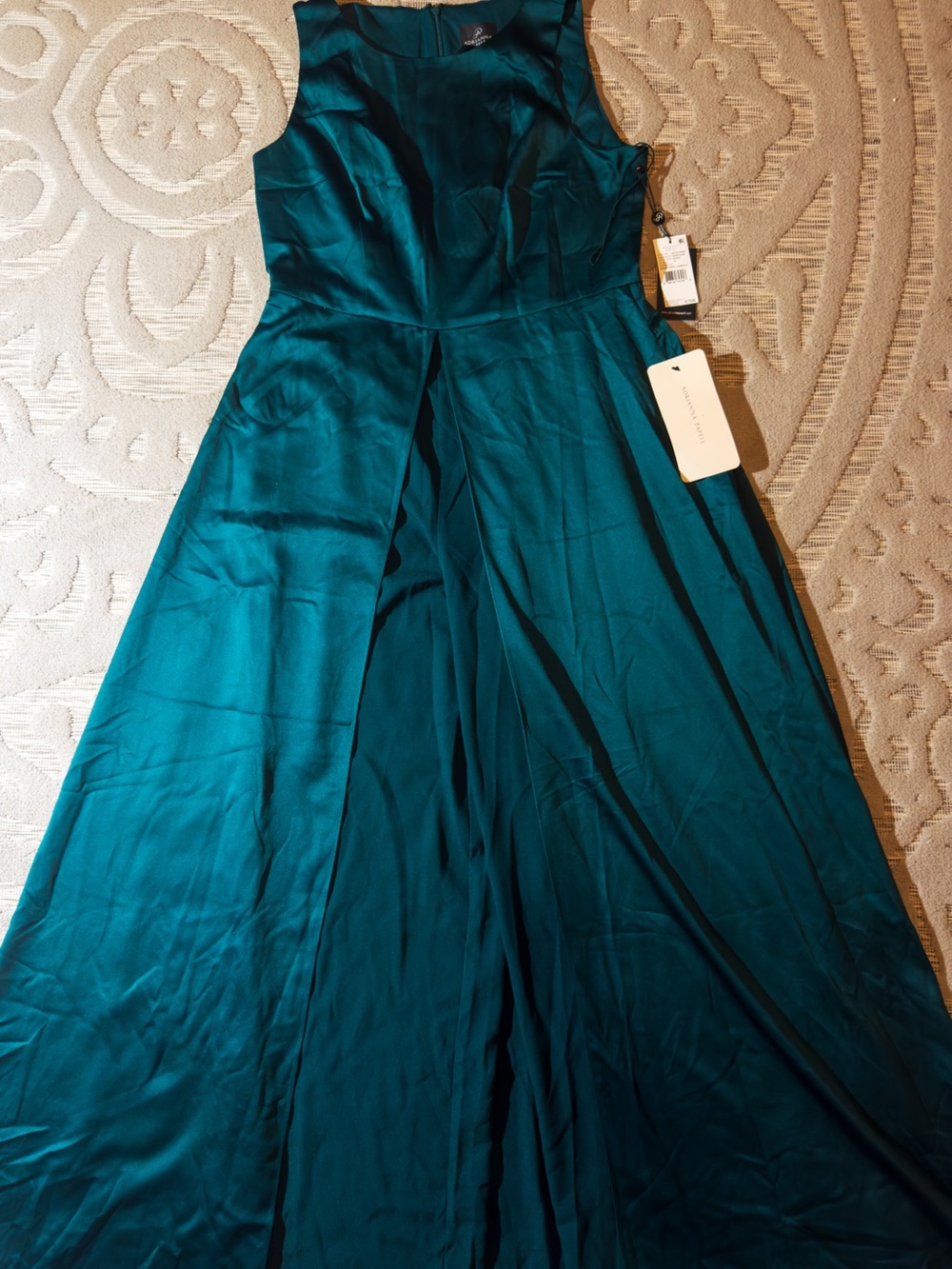 Adrianna Papell Teal Sleeveless Maxi Gown Jumpsuit